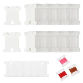 Oslynia 200 Pieces White Yarn Winder, Plastic Cross Stitch Supplies, Embroidery Floss Storage, Reusable Embroidery Thread Organizer, Handmade DIY Embroidery Bobbins