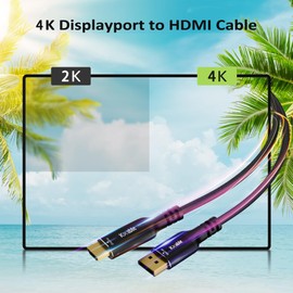 4K DisplayPort to HDMI Cable 10 FT, Uni-Directional DP (Source) 1.2 to HDMI (Display) 1.4 Cable, Up to 4K@60Hz, 2K@120Hz, [Aluminum Shell, Gold-Plated Plug, Nylon Braided Jacket], High Speed Cable