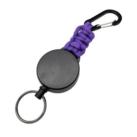 A-CRAFT Reel Keychain, Extends to 23.6 inches (60 cm), Key Chain, Carabiner, Double Ring, Key Reel, purple
