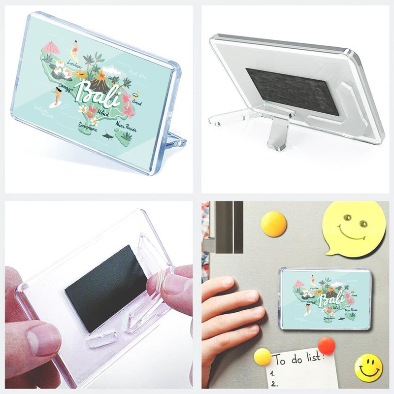 Classic Rectangle Magnet with Stand - Bali Floral Summer Adventure