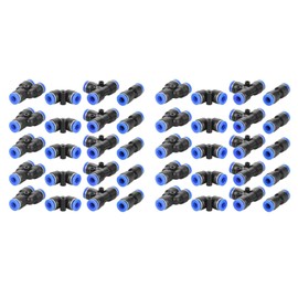 40 Pcs Pneumatic Air Line Fittings, 6mm Push Fit Connectors for Hose with Straight Elbow Y Tee Union Shape, Quick Release Pneumatic Fittings Kit, Including Splitters, Elbows, Tee, Straight Tubes
