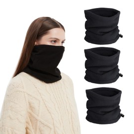 LERTREE 3PCS Winter Neck Warmer Neck Gaiter Fleece Skiing Cycling Windproof Balaclava Scarf For Men Women (Black)