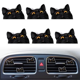 Black Cat Air Vent Clips, 6 Pcs Cute Black Bombay Kitten Cat Car Air Fresheners Vent Clips Funny Car Decoration Car Interior Decor Car Accessories for Women Men