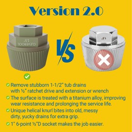 CLEVEROOL 1.5" Tub Drain Extractor with 1inch Socket, Remove The Old, Broken, Stubborn, Rusted Drain Tub Bathtub Stopper, Strong Grab Plumbing Tools with Solid Storage Case