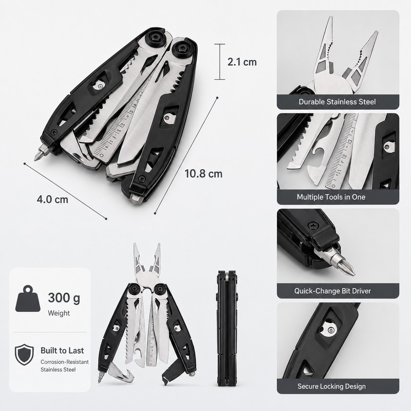Folding Multitool Pliers for Camping – Stainless Steel Utility Tool