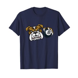 Bulldog Dog Angry Billiards Pool Cartoon Character T-Shirt for Men Women Kids