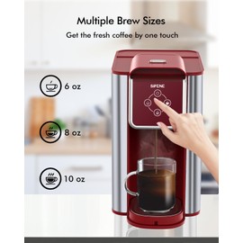 3-in-1 Capsule Coffee Machine - Single Serve Brewer for Coffee Pods, Ground Coffee, & Loose Tea, 6-10oz Brew Sizes, 50oz Removable Tank, 1150W (Red)