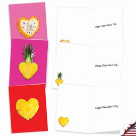 The Best Card Company Fruit Hearts - 20 Assorted Boxed Valentine's Day Note Cards with Envelopes (4 x 5.12 Inch) - AM8992VDG-B2x10