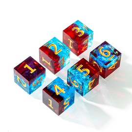 Yourandoll 6 Pieces Polyhedral Dice D6 Dice 16 mm Resin Dice Game Dice for DND RPG Board Game Card Game (Red Blue)