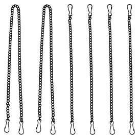ULTECHNOVO 6Pcs Hanging Chains with Safety Hooks, Black Picture Hanger for Glass Window Panel Hangings, Chalkboards, Basket, , Wind Chimes Decorative (20 inch /10 inch)