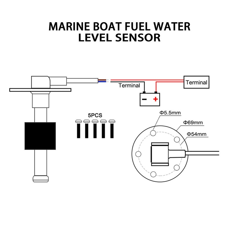 Geloo Fuel Level Sensor, Marine Boat Fuel Sender Car Fuel