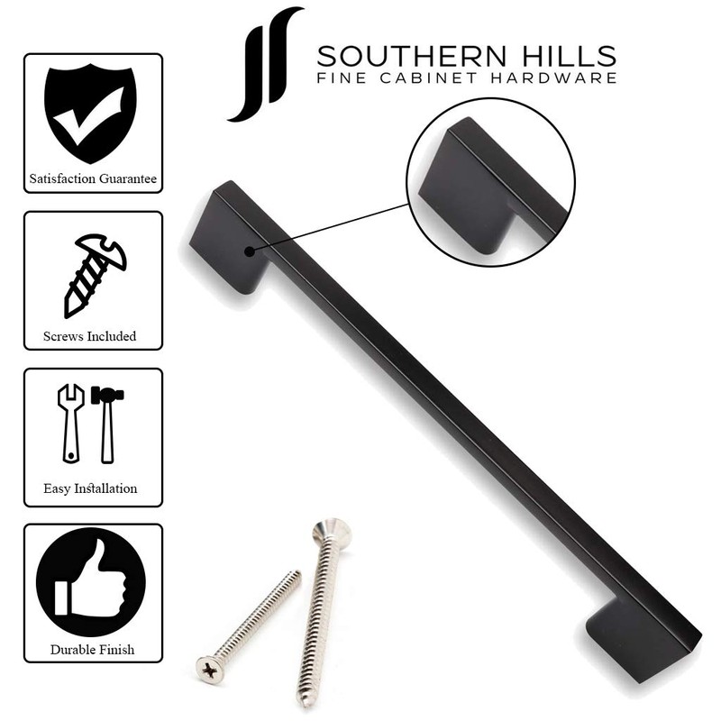 Southern Hills Black Cabinet Pulls - 8.75 Inch Screw Spacing