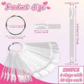 200 Stück transparente Nagelmusterstäbchen mit Ring, ovale transparente Nagelproben-Sticks, leere Farbdisplayspitzen, Politur-Tester, Zubehör für Technik, Maniküre, Kunst, Zuhause, Salon, DIY (oval)