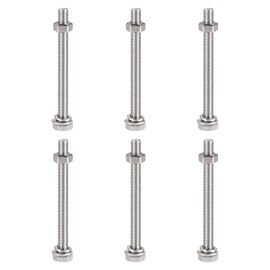 TOP-VIGOR 6Pcs M6 x 70mm Hex Head Screws Bolts, Nuts, Flat & Lock Washers Kits, 304 Stainless Steel Fully Thread Hexagon Bolts for DIY Bike Motorcycles Repair
