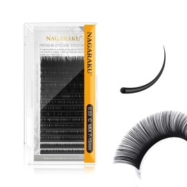 NAGARAKU Eyelash Extension Classic Individual 1:1 Eyelash Volume Individual Eyelashes Natural Semi Permanent Soft Eyelash Accessories Matte Black Eyelash Extensions 16 Rows 0.03 mm C Curl 7-15 mm
