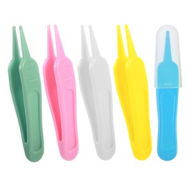 5 Pcs Nose Cleaning Tweezers, 5 Colors Baby Nose Picker with Round Plastic Head for Babys Care Comfortable Effective Noses Picker Tool Baby for Cleaning Ear Canals Nasal Umbilical Dirt