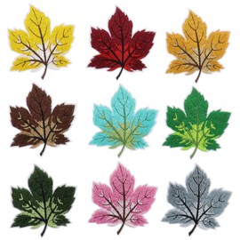 eMagTech 18PCS Maple Leaves Patches Embroidered Sewing Iron-on Applique for Clothing Hats Backpacks Jeans Repairing DIY Decoration Accessories 9 Colours