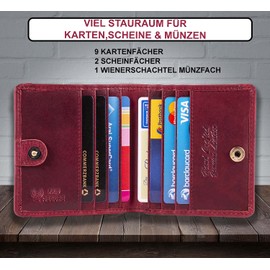 MATADOR Kleine Wiener Box Mini Purse Wallet Men's Small Leather Small Purse Women's with RFID Blocker Purse with Gift Packaging, Pink, Unique