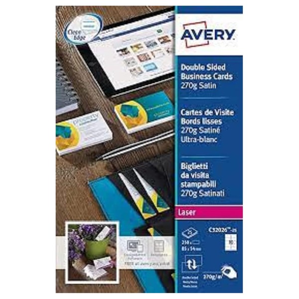 Avery C 32026-25-cartes Business Cards Double Sided Satin 32026-25 250Cards