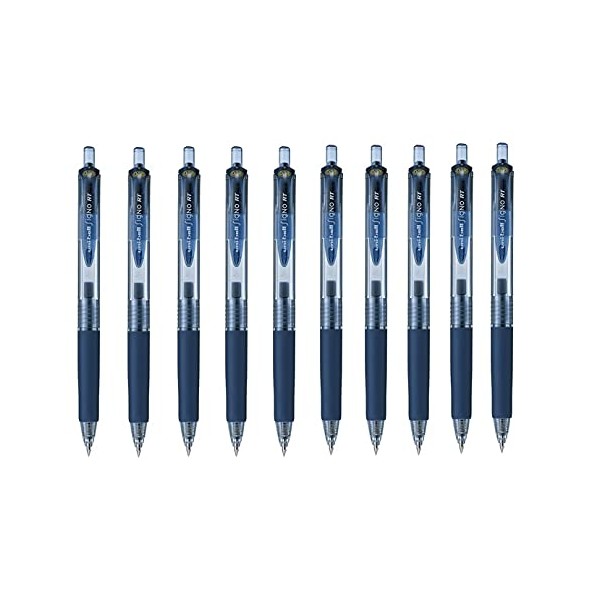 Uni-ball Signo RT Rubber Grip & Click Retractable Ultra Micro Point Gel Pens -0.38mm-blue black Ink- Value Set of 10