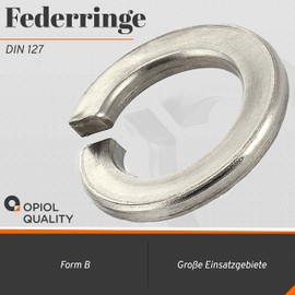 OPIOL QUALITY® Spring washers DIN 127 M6 made of stainless steel A2 V2A (pack of 20) spring washers, spring washers, locking rings