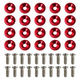 20pcs Billet Aluminum for Fender Bumper Washer Bolt Engine Bay Screw Kit for TSX RSX DC2 DC5 Integra DA MDX RDX Red