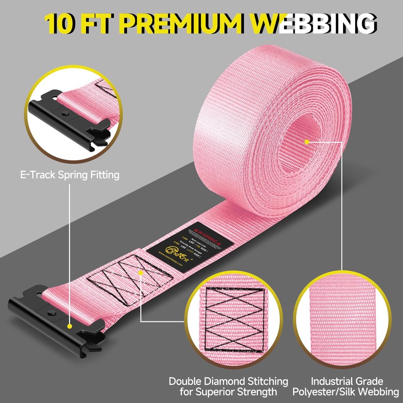 Onesnt 4Pcs 2” x10 ft E Track Ratchet with Wheel