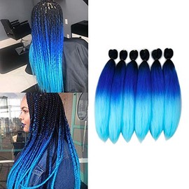 Pre Stretched Braiding Hair Phoenixfly 26â-6 Packs Braid Professional Yaki Synthetic Hair for Fiber Corchet Braids Women Twist Crochet Braids (Black/Purple/Pink)