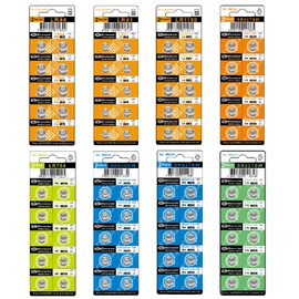 Siiboat Watch Batteries 80PCS - AG0, AG1, AG3, AG4, AG5, AG7, AG10, AG13, 1.5V Alkaline LR41 LR44 Assorted Button Coin Cell Batteries