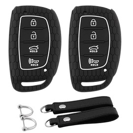Funda para Llavero Hyundai con Llavero, Carcasa Protectora de Silicona para Llavero Hyundai Elantra Elantra GT Sonata Tucson Ioniq Llave Inteligente de 4 Botones, Paquete de 2 (Hyd-4-BB)