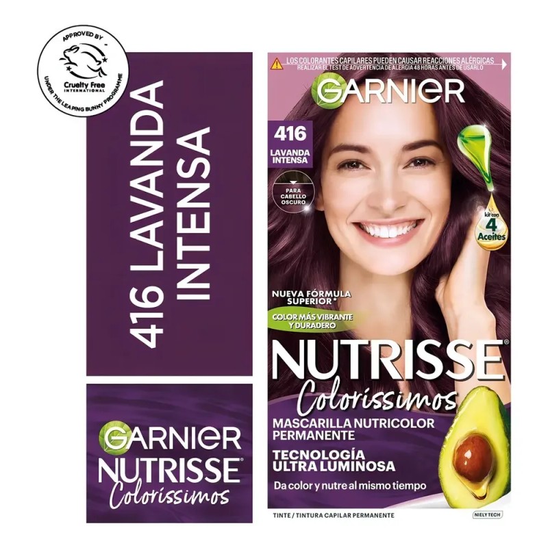 TinteNutrisseNutrisse coloríssimosMascarilla nutricolor permanentetono 416 lavanda intensapara cabello