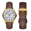 WOCCI 17mm Vintage Leather Watch Strap with Gold Buckle, Replacement