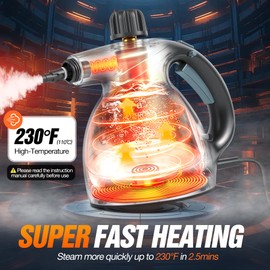 Sinbyuer Handheld Steam Cleaner for Home, Pressurized Multi-surface Natural Steam Cleaner with 11pcs Accessories & Dual-safety Lock, Multi-Purpose Cleaning Steamer for Upholstery, Window, Grout, Car