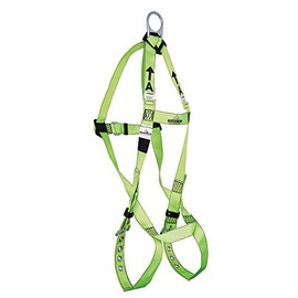 PeakWorks Compliance Series Roofing Fall Protection Full Body Safety Harness, 3 Point System with Fall Indicator, Back D-Ring, Class A - Fall Arrest, Hi Vis Green, Universal Fit, V8001200