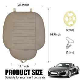 Yourkar Car Seat Cover for Front Seat, Anti-Slip & Waterproof Leather Auto Front Seat Pad Protector, Durable Driver Bottom Seat Cushion Cover with Storage Pocket, Car Accessories (Gray)