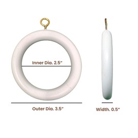 Premium 12 Pcs Wooden Curtain Drapery Rings, Pure White for 1 to 2.2 Inch Curtain Rod Pole Galaxy Indiacraft