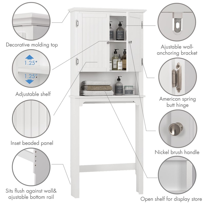 UTEX Over The Toilet Storage Cabinet, Over Toilet Bathroom Organizer