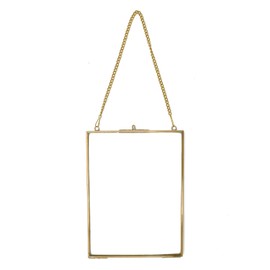 POFET Wall Hanging Brass Glass Artwork Certificate Photo Picture Display Frame Geometric Ornament Plant Specimen Clip Modern Vertical Decor Card Hold 15.2x20.3cm / 8"