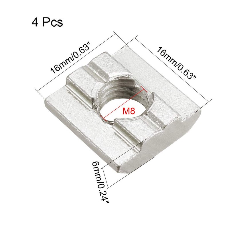 sourcing map Slide in T-Nut, M8 Threaded for 3030 Series