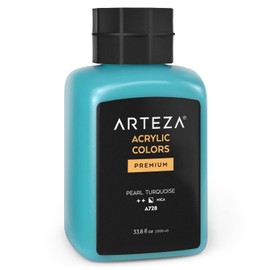 ARTEZA Acrylic Paint, A728 Pearl Turquoise, 33.8 fl oz, 1000ml Jar, Opaque, Quick-Drying, Acrylic Paints for Painting on Canvas and Wood