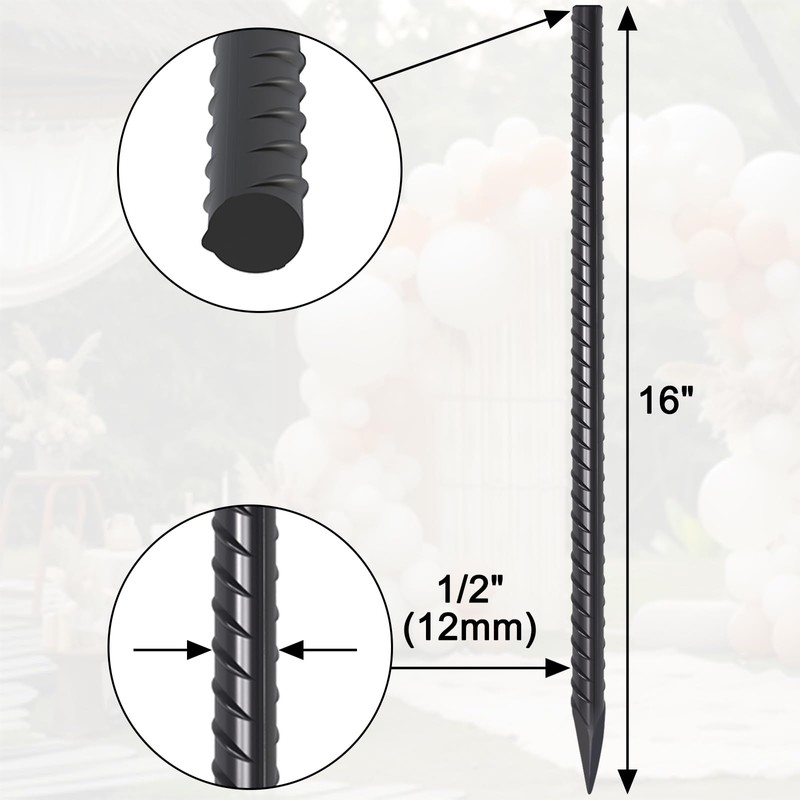 16 Inch Rebar Stakes 20 Pack 1/2 Inch Diameter Heavy