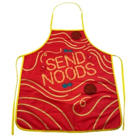 Send Noods Apron Oven Mitt Funny Noodle Cooking Graphic Novelty Kitchen Smock Funny Graphic Kitchenwear Adult Humor Funny Food Novelty Cookware Red Apron