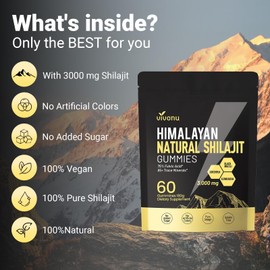 Himalayan Shilajit Gummies with Ashwagandha & Gokshura | 85+ Trace Minerals & Fulvic Acid | Organic, Non-GMO Micronutrient Supplement for Men & Women | 100% Pure & Natural