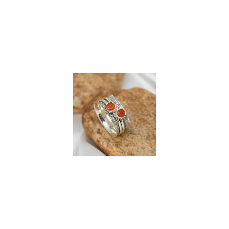 JEWELSTREZORO Karneol Edelstein Spinnerring Männer & Frauen Spinnerring 925 Sterling