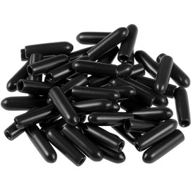 200pcs Rubber End Caps 3.5mm ID Vinyl Round Tube Bolt Cap Cover Screw Thread Protectors Black