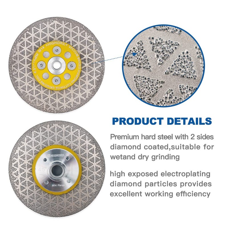 HIGHDRIL Diamond Cutting Grinding Disc 115 mm Galvanised Blade for