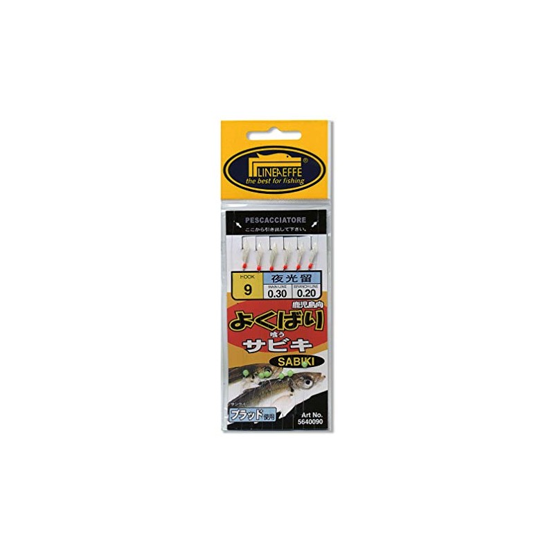 Lineaeffe FISHING_HOOK pescacciatore, Size 6 with Feather and Luminous Beads,