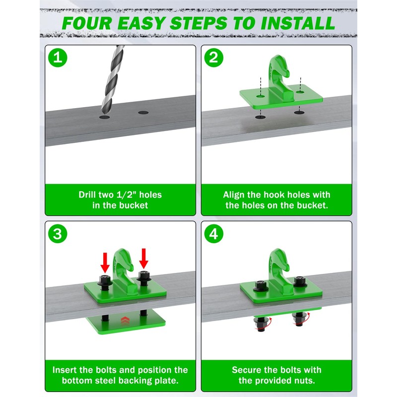 MOLAVIEE 2 Pack 3/8" Tractor Bucket Grab Hooks, Grade 70