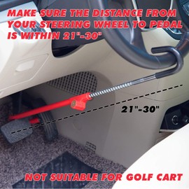 CARTMAN Steering Wheel Brake Lock Vehicle Anti Theft Security Brake Pedal Lock with Adjustable Length Fit for Distance from Steering Wheel to Pedal Within 21in to 30in Red