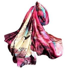 FAIRYGATE Womens Scarf Silk Scarves for Women Artistic Printed Scarfs Art Pattern Colorful Satin Silk Neckerchief Headdress Ideal Accessory and Gift 82024